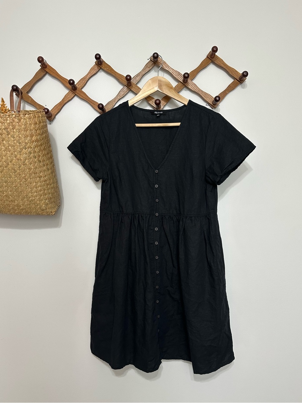 Madewell Linen-Blend Alexandra Button-Front Mini Dress - Picture 2 of 8